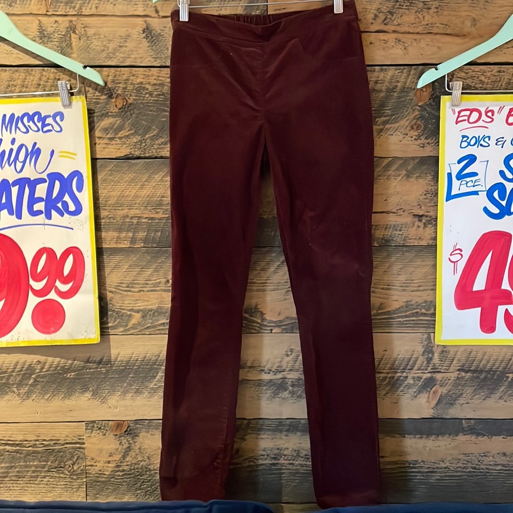 SANDWICH Burgundy Velour Velvet Slim Straight Leg Pants Pull On EU 38